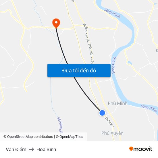 Vạn Điểm to Hòa Bình map