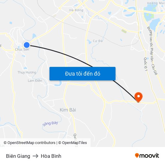 Biên Giang to Hòa Bình map