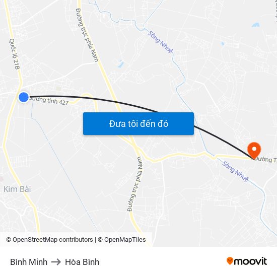 Bình Minh to Hòa Bình map