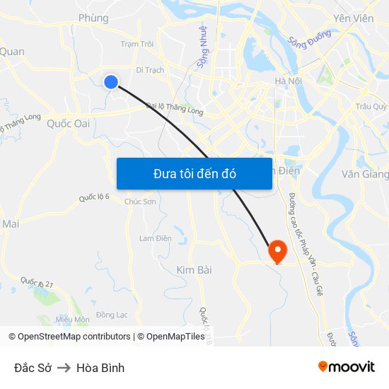 Đắc Sở to Hòa Bình map