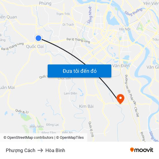 Phượng Cách to Hòa Bình map