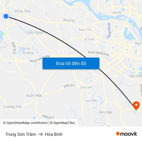 Trung Sơn Trầm to Hòa Bình map