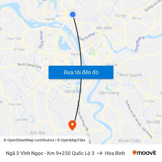 Ngã 3 Vĩnh Ngọc - Km 9+230 Quốc Lộ 3 to Hòa Bình map