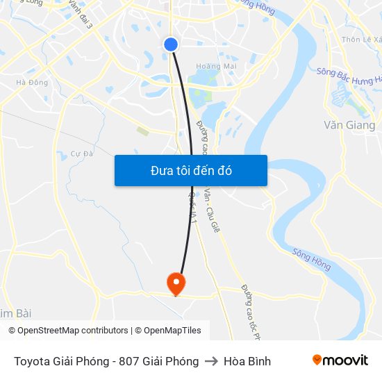 Toyota Giải Phóng - 807 Giải Phóng to Hòa Bình map