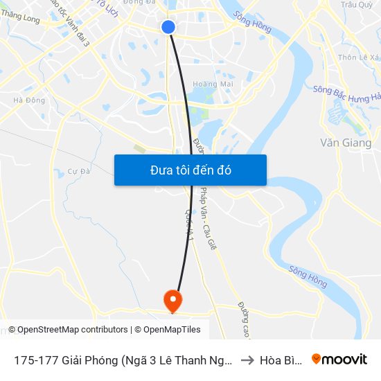 175-177 Giải Phóng (Ngã 3 Lê Thanh Nghị) to Hòa Bình map