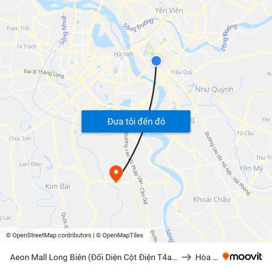 Aeon Mall Long Biên (Đối Diện Cột Điện T4a/2a-B Đường Cổ Linh) to Hòa Bình map
