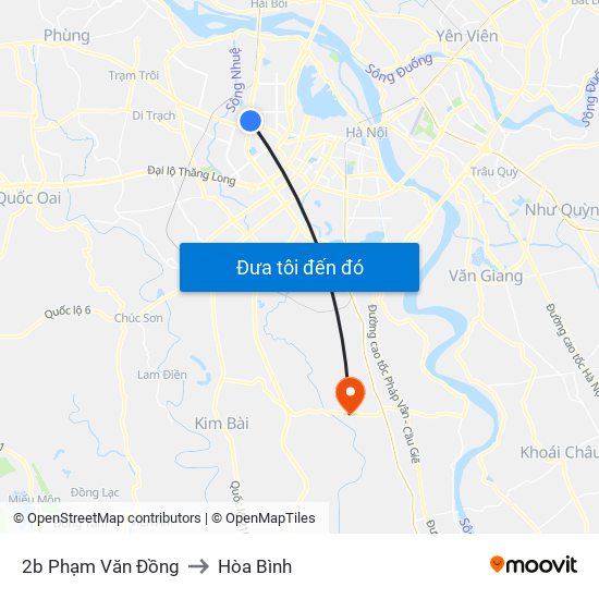 2b Phạm Văn Đồng to Hòa Bình map