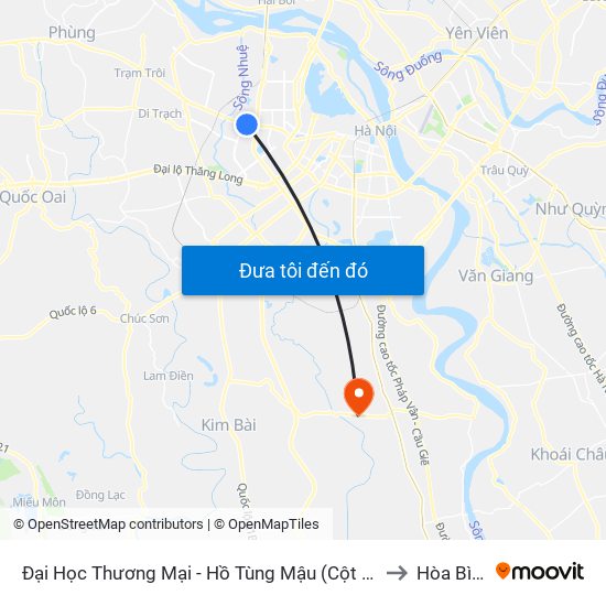 Đại Học Thương Mại - Hồ Tùng Mậu (Cột Sau) to Hòa Bình map