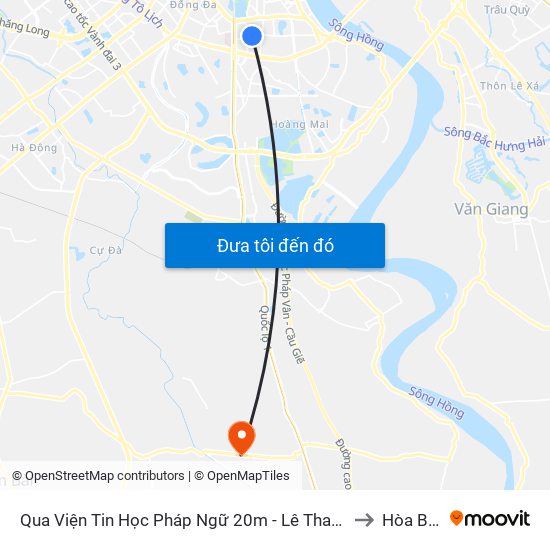 Qua Viện Tin Học Pháp Ngữ 20m - Lê Thanh Nghị to Hòa Bình map