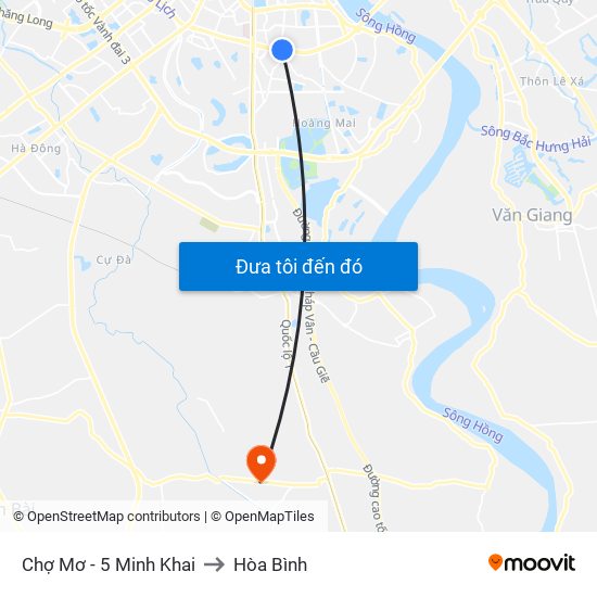 Chợ Mơ - 5 Minh Khai to Hòa Bình map