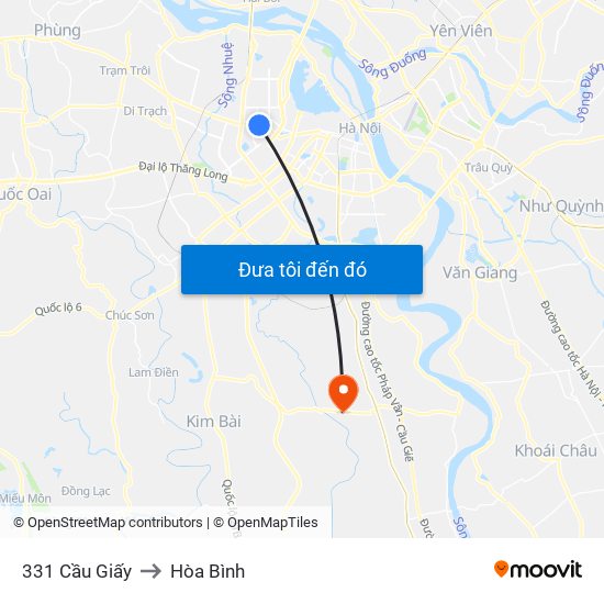 331 Cầu Giấy to Hòa Bình map