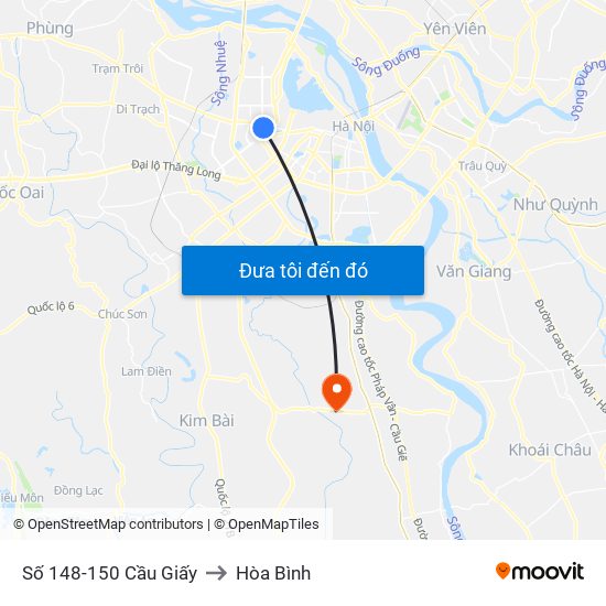 Số 148-150 Cầu Giấy to Hòa Bình map