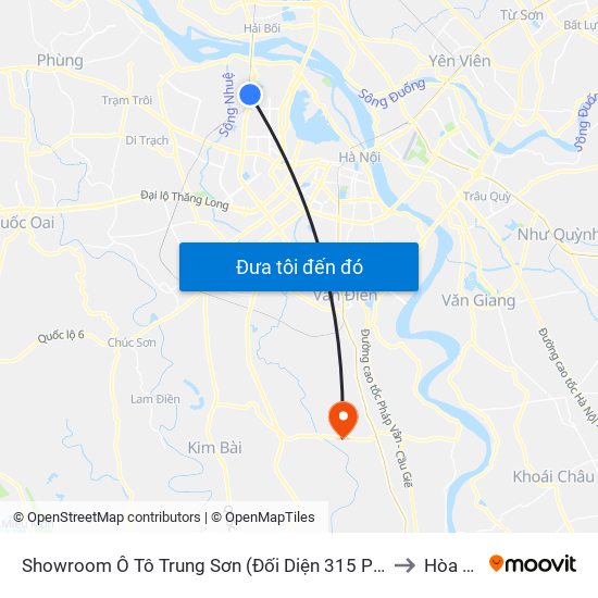 Showroom Ô Tô Trung Sơn (Đối Diện 315 Phạm Văn Đồng) to Hòa Bình map