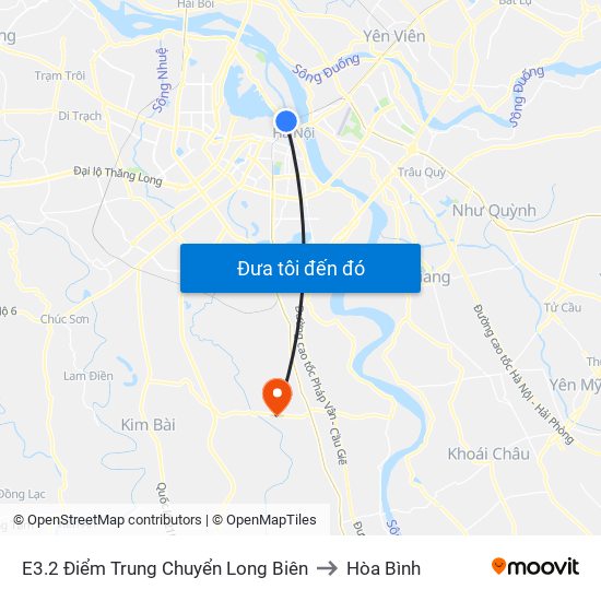 E3.2 Điểm Trung Chuyển Long Biên to Hòa Bình map