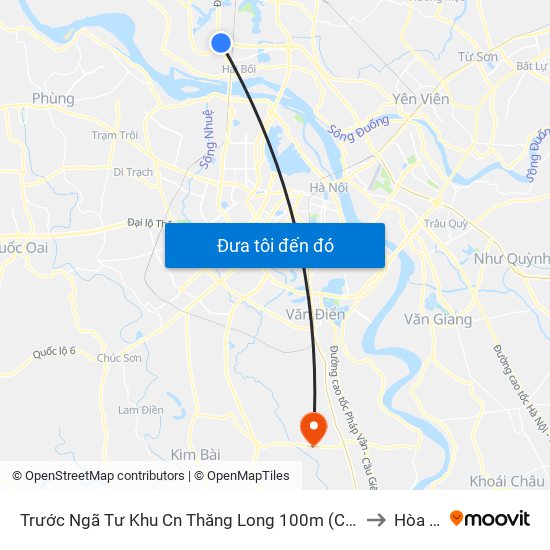 Trước Ngã Tư Khu Cn Thăng Long 100m (Chiều Nội Bài - Hà Nội) to Hòa Bình map