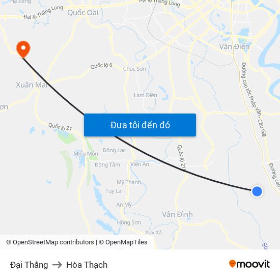 Đại Thắng to Hòa Thạch map