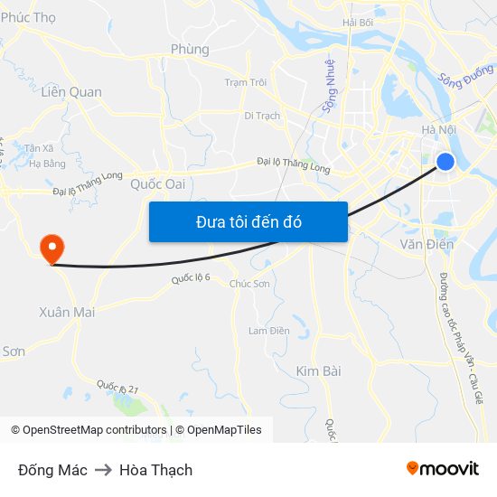 Đống Mác to Hòa Thạch map