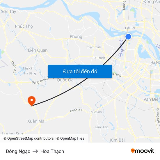 Đông Ngạc to Hòa Thạch map