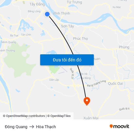 Đông Quang to Hòa Thạch map