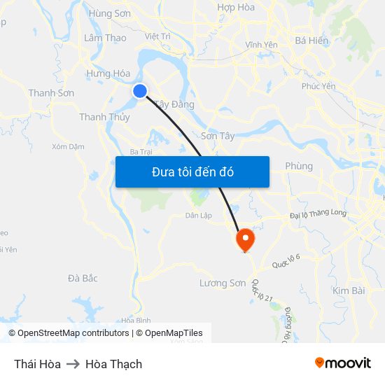 Thái Hòa to Hòa Thạch map