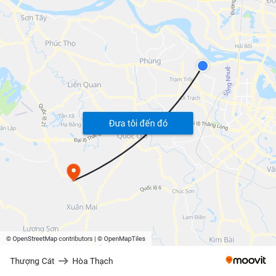 Thượng Cát to Hòa Thạch map