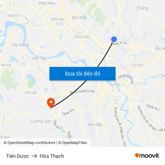 Tiên Dược to Hòa Thạch map