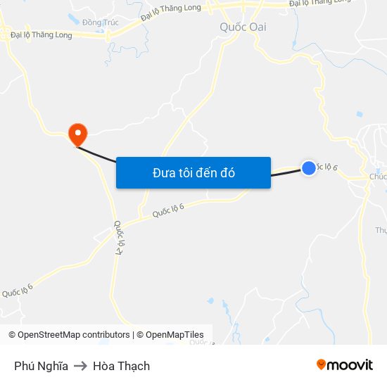 Phú Nghĩa to Hòa Thạch map