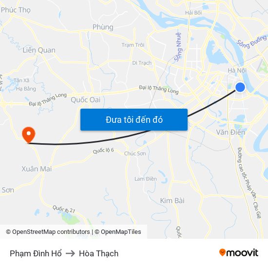 Phạm Đình Hổ to Hòa Thạch map