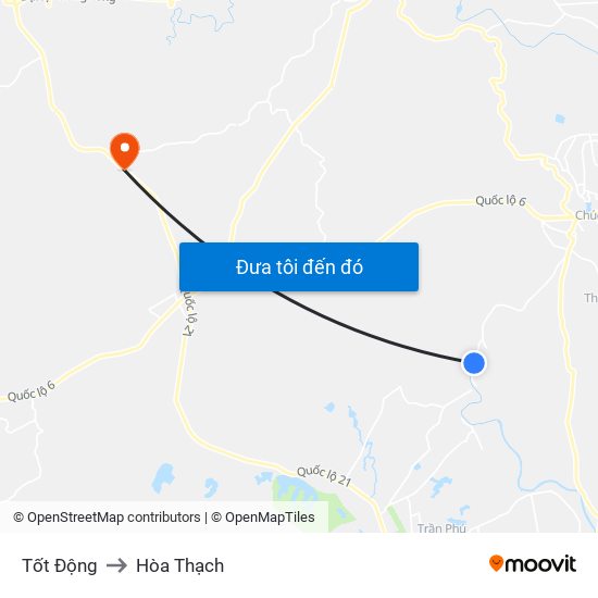 Tốt Động to Hòa Thạch map