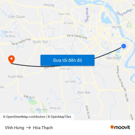 Vĩnh Hưng to Hòa Thạch map