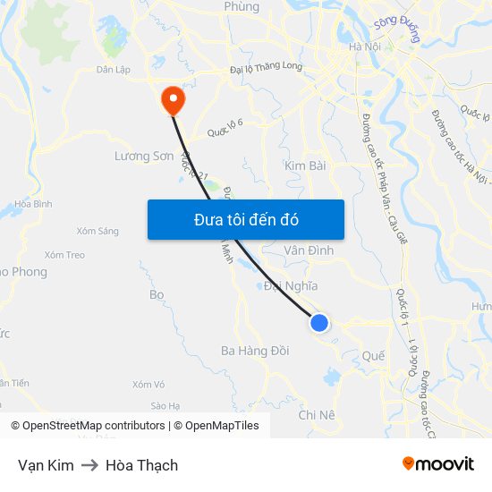 Vạn Kim to Hòa Thạch map