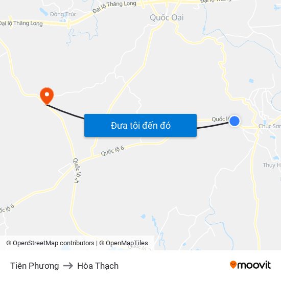 Tiên Phương to Hòa Thạch map