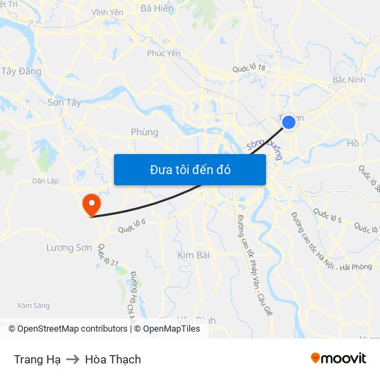 Trang Hạ to Hòa Thạch map