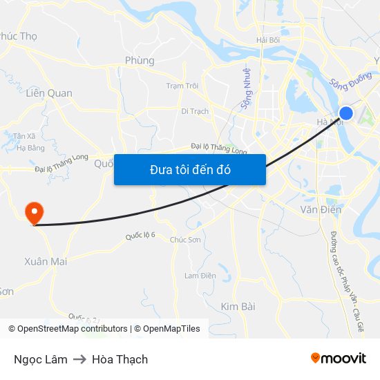 Ngọc Lâm to Hòa Thạch map