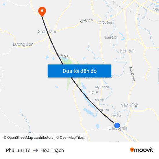 Phù Lưu Tế to Hòa Thạch map