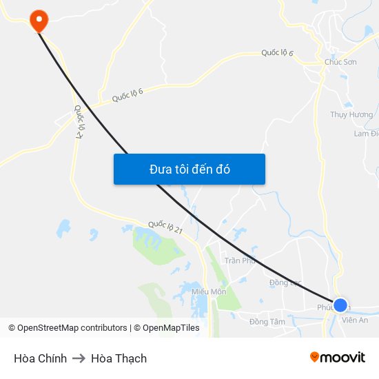 Hòa Chính to Hòa Thạch map