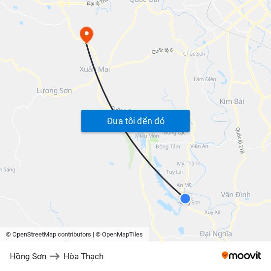 Hồng Sơn to Hòa Thạch map