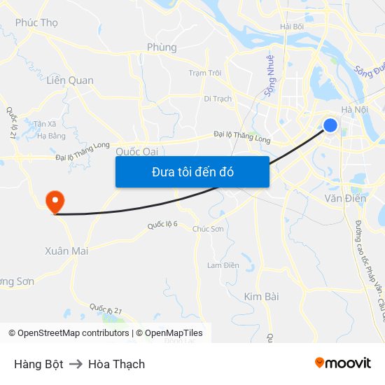 Hàng Bột to Hòa Thạch map