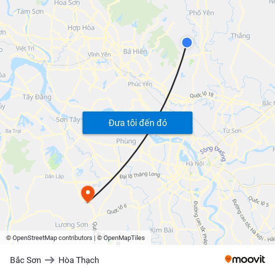 Bắc Sơn to Hòa Thạch map