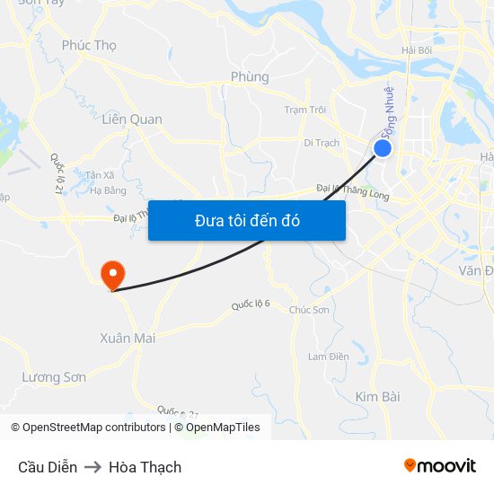 Cầu Diễn to Hòa Thạch map