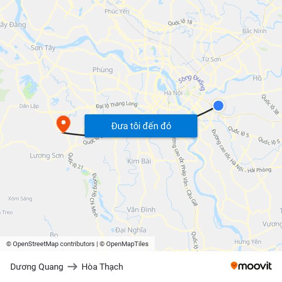 Dương Quang to Hòa Thạch map