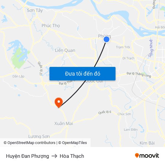 Huyện Đan Phượng to Hòa Thạch map