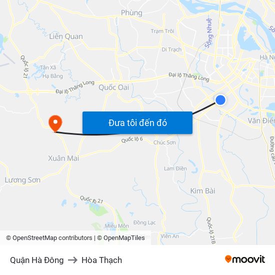 Quận Hà Đông to Hòa Thạch map