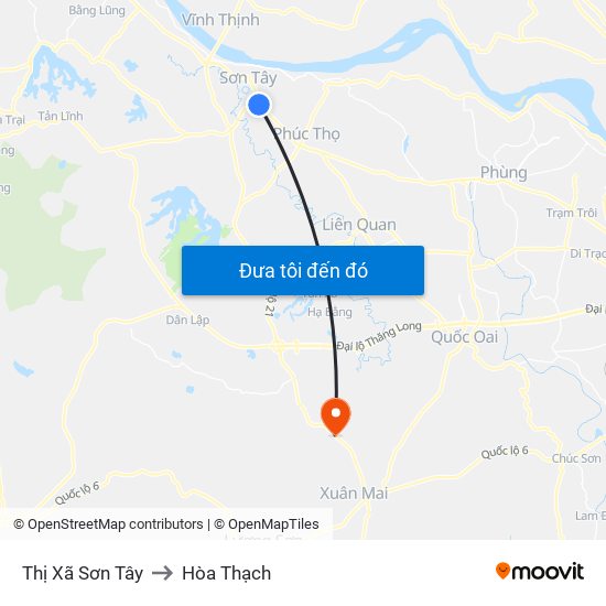 Thị Xã Sơn Tây to Hòa Thạch map