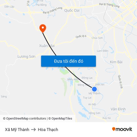 Xã Mỹ Thành to Hòa Thạch map