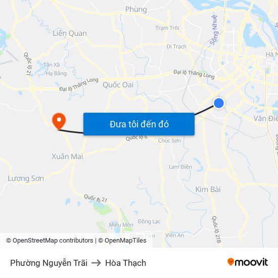 Phường Nguyễn Trãi to Hòa Thạch map