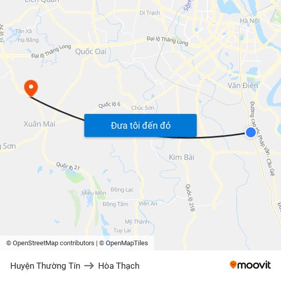 Huyện Thường Tín to Hòa Thạch map