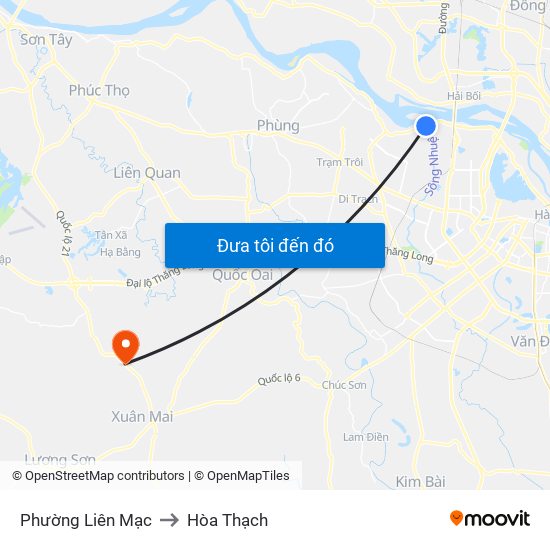 Phường Liên Mạc to Hòa Thạch map