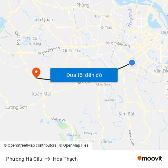 Phường Hà Cầu to Hòa Thạch map