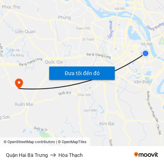 Quận Hai Bà Trưng to Hòa Thạch map